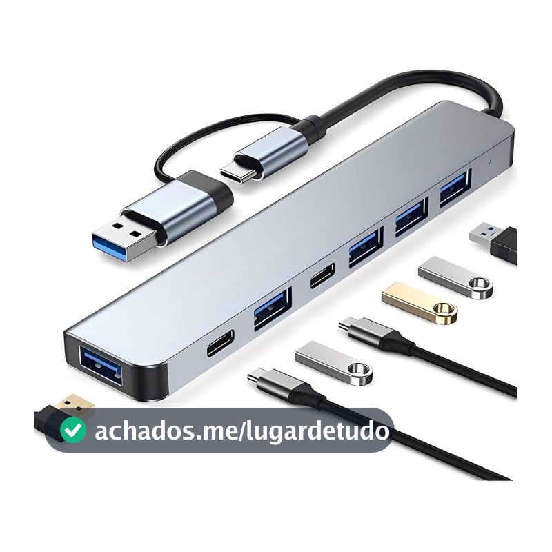 Hub USB-C 3.0 Extensor Adaptador 7 Em 1 Multiportas 5Gbps Notebook MacBook