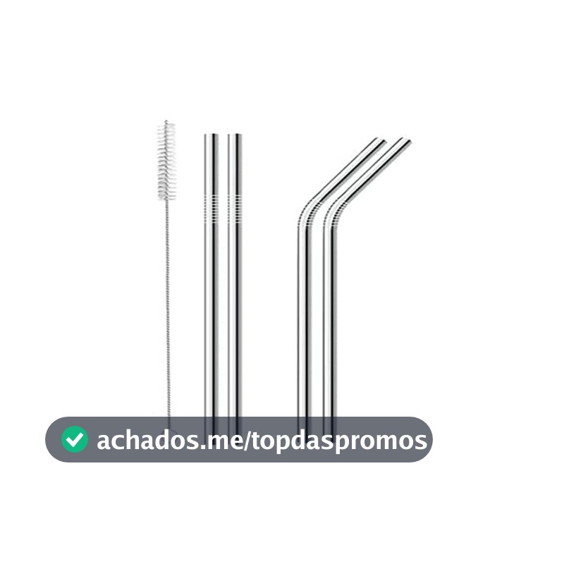 Mimo Style Conjunto de 4 Canudos Reutilizáveis de Aço Inoxidável