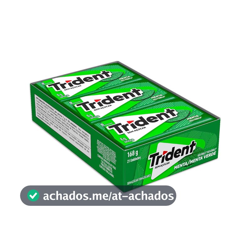 Chiclete Trident Menta Sem Açúcar - Caixa com 21 unid. de 8g