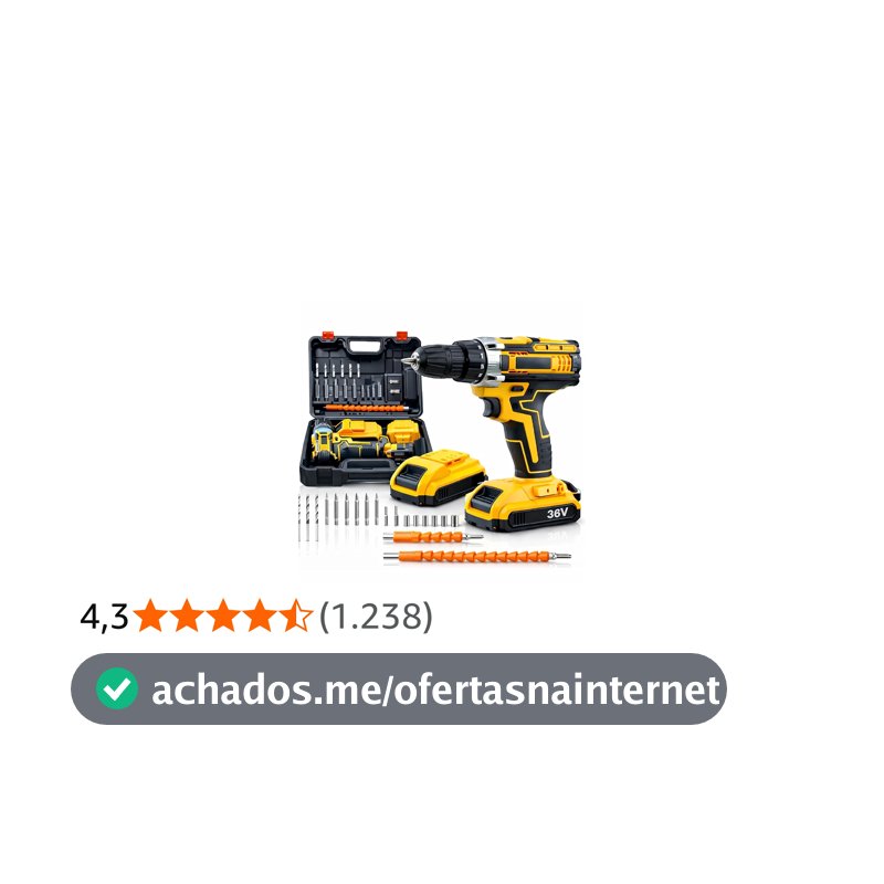 Furadeira e Parafusadeira Sem Fio 48V com 2 Baterias Recarregáveis, Maleta e Kit de Acessórios, Controle de Torque, Velocidade Variável e LED – Uso Doméstico e Profissional
