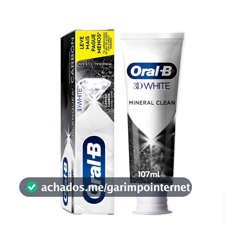 Oral-B Pasta de Dente 3D White Mineral Clean, Carvão de Bambu, 107 ml