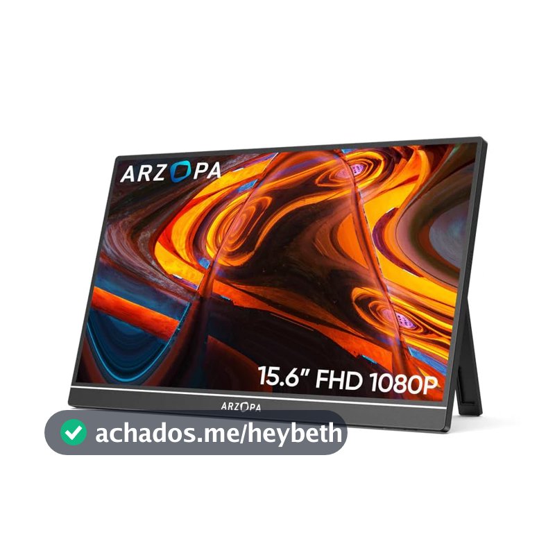 Monitor Portátil ARZOPA A1 15,6'' 1080P FHD – Monitor IPS com Suporte para Notebook, PC, Mac, Xbox, PS5, USB-C e HDMI