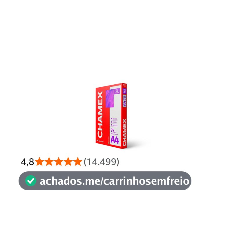 Papel Sulfite, Chamex, A4, 75 Gramas, Pacote De 300 Folhas