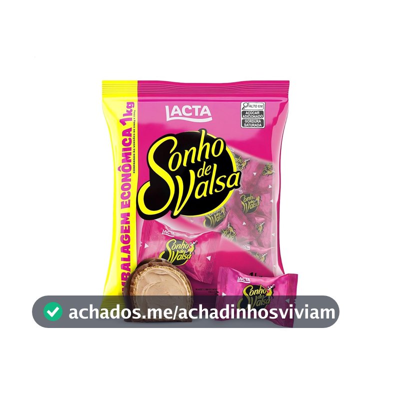 Wafer Recheado Lacta Sonho de Valsa Sabor Chocolate, Pacote 1kg