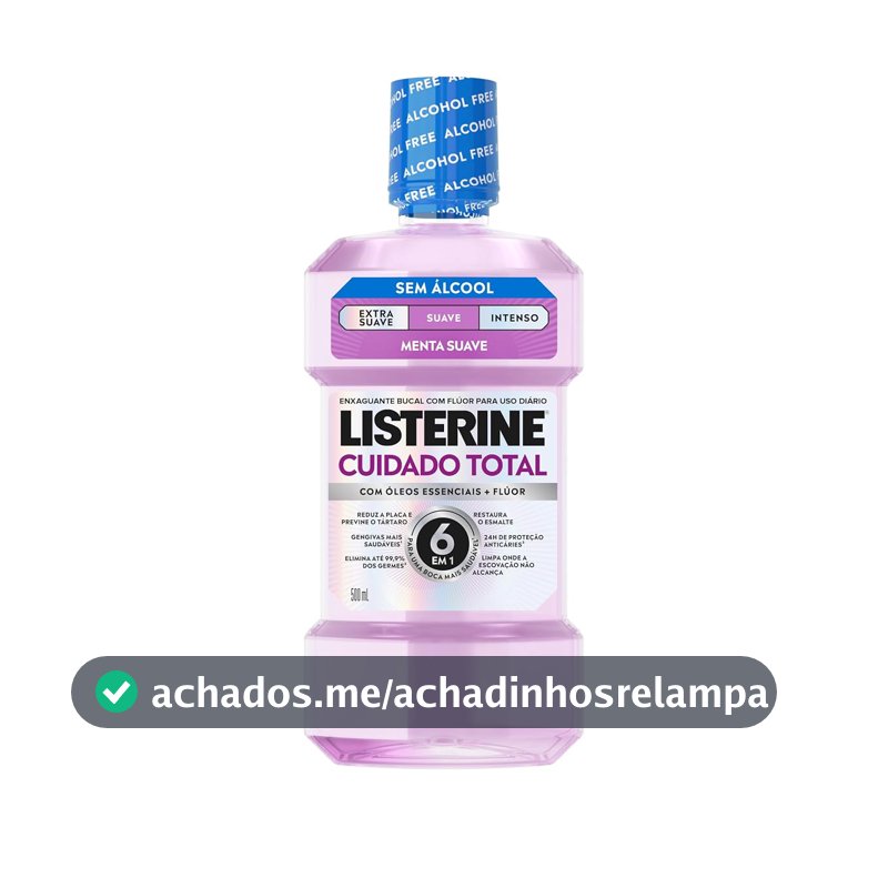 Enxaguante Bucal Listerine Cuidado Total, Menta, Sem Álcool, 500ml