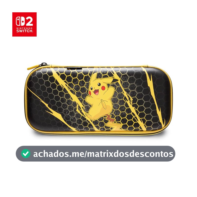 PowerA Case Slim de Proteção para Nintendo Switch 2 - Pikachu Storm, Oficialmente licenciado, Estojo de proteção, Armazena até 10 cartões de jogo, Protetor de Tela acolchoado, Suporte integrado para jogar