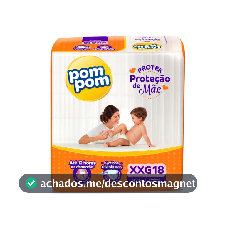 Fralda Pom Pom Protek Proteção de Mãe Jumbo XXG 18 Unidades