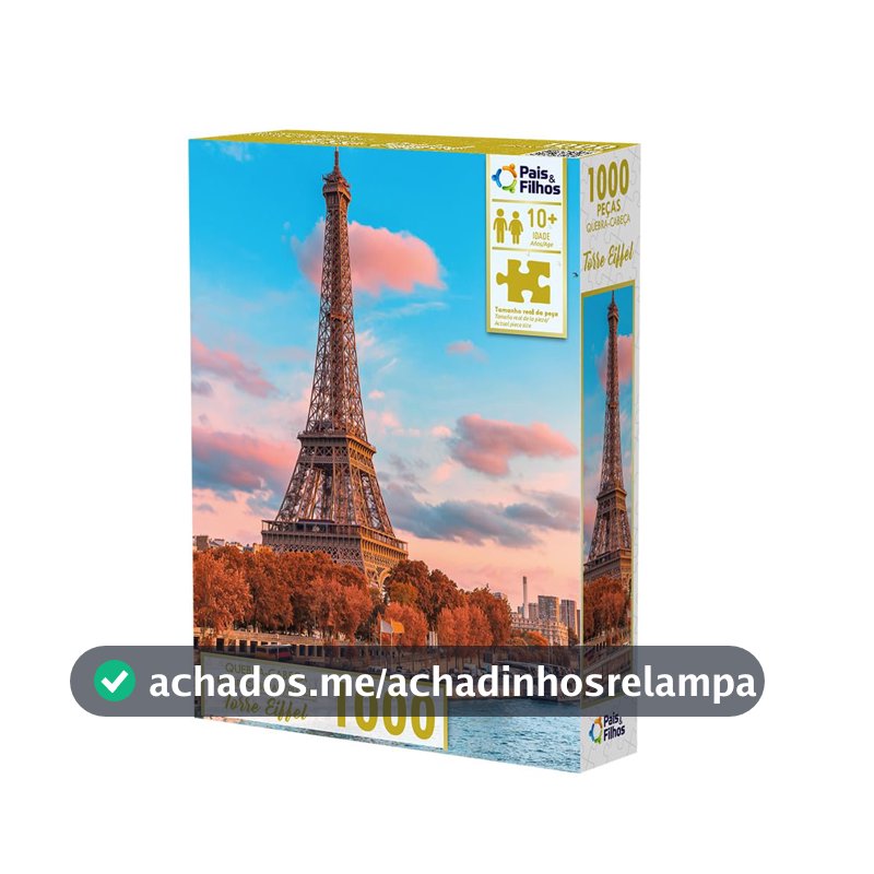 Pais & Filhos Quebra Cabeça 1000 Pçs - Torre Eiffel - Premium, Sortido, Grande