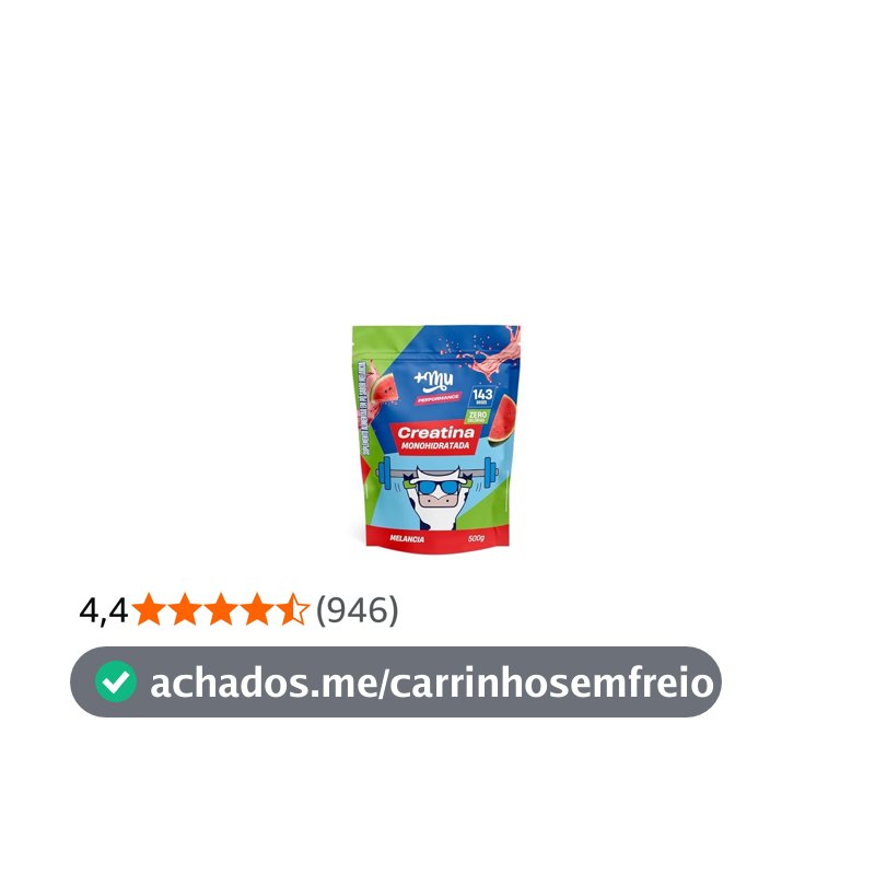 Creatina, Mais Mu, Sabor Melancia, 100% Pura, Mais Força e Desempenho – 500g