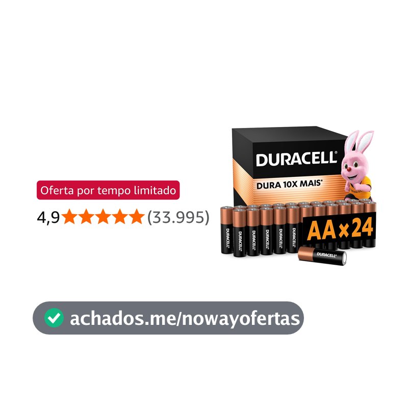 Duracell Pilhas Alcalinas AA Pequena Pack 24 Unidades – Dura até 10x Mais – Ideal para Controle de Videogame e Brinquedos