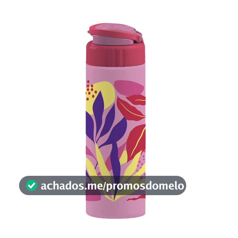 TIBA Garrafa Squeeze Roma Decorada Rosa 700 ml