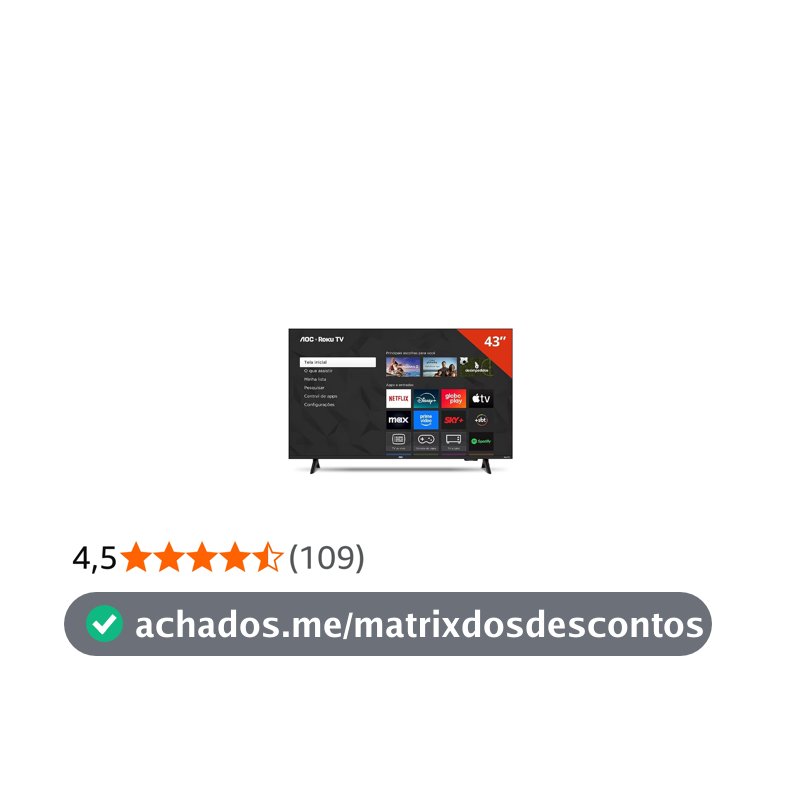 TV AOC Smart 43" Roku TV Full HD 43S5155/78G