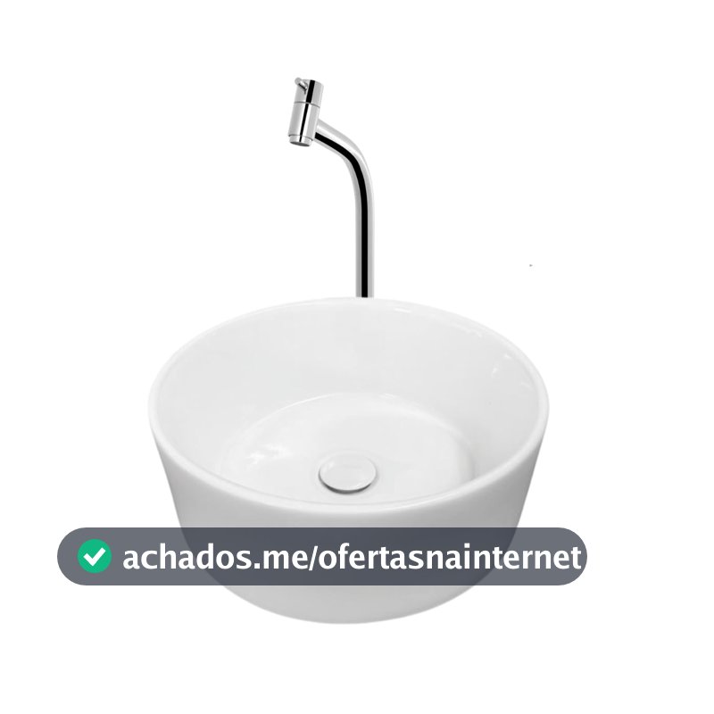 Cuba para Banheiro Redonda Branca Cerâmica Sobrepor Válvula Click