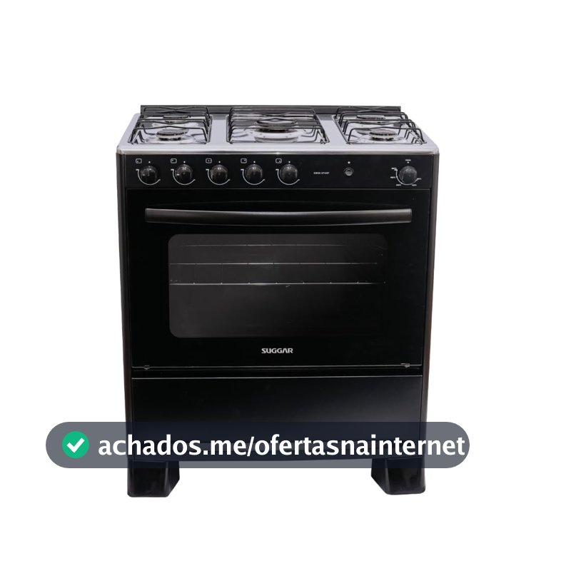 SUGGAR FOGÃO COOK START PRETO MESA INOX 5 BOCAS 2 QUEIMADORES FAMÍLIA ACENDIMENTO AUTOMÁTICO FGICS520PT