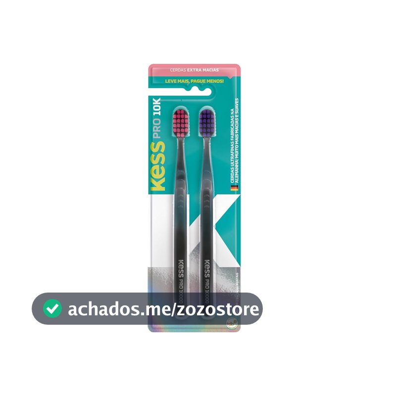 KESS Pack Com 2 Escovas Dentais Pro 10K Extra Macias Preto