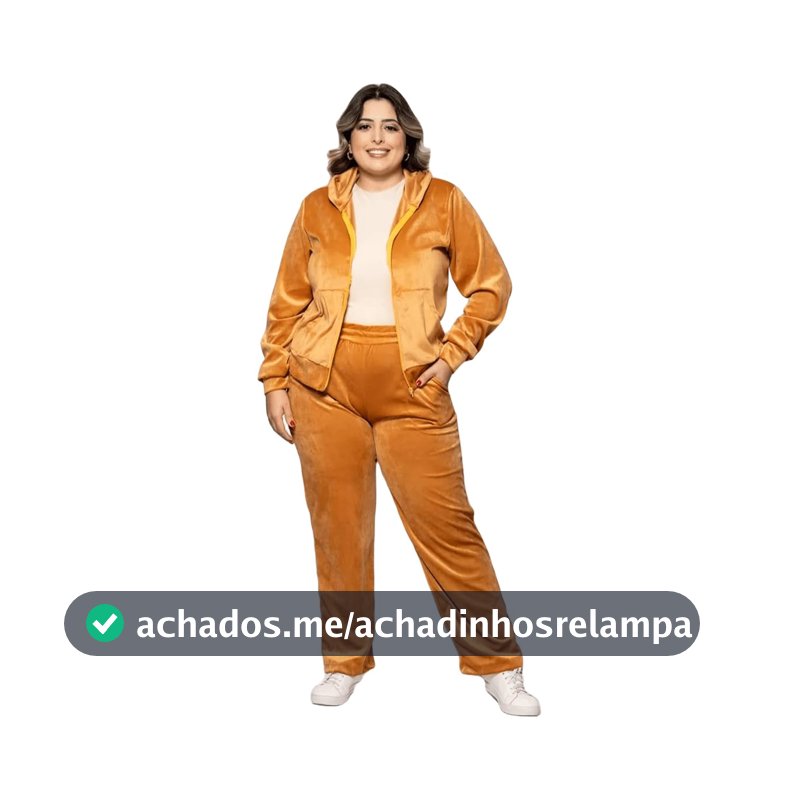 Conjunto de Veludo Plush com Capuz, Disponível em 9 Cores, Tamanhos P a GG (BR, Alfa, G, Regular, Regular, Mostarda)