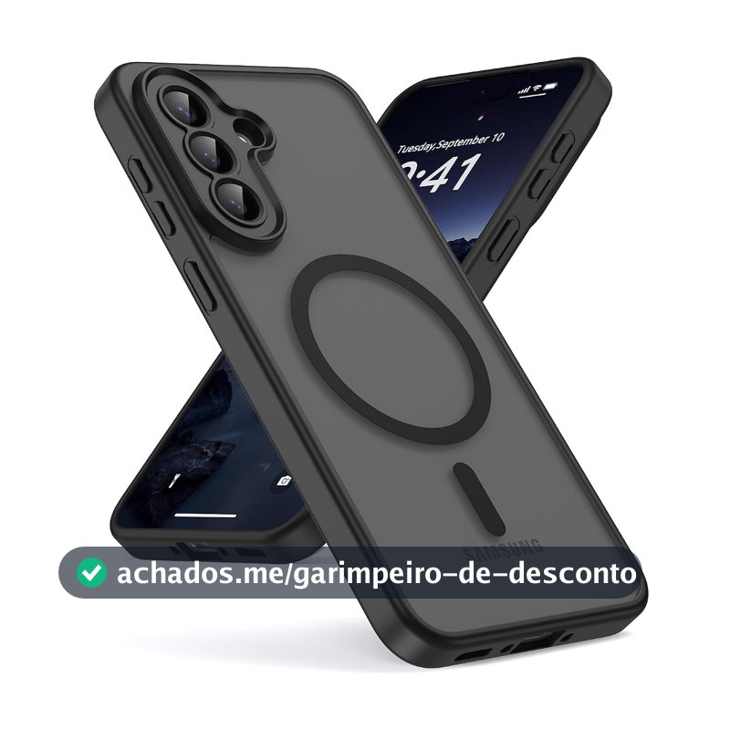 Capa Magnética para Samsung Galaxy A37 5G, Compatível com Magsafe, Proteção Contra Quedas de Grau Militar, Capa Translúcida Mate com Sensação de Pele, Capa de Celular à Prova de Choque, Preto