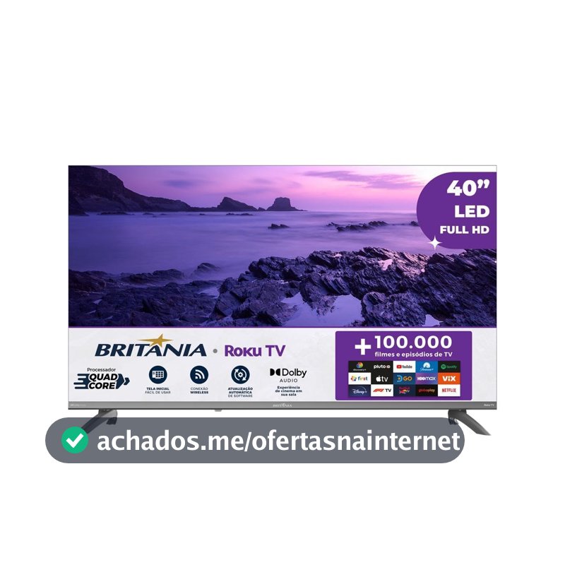 Smart TV 40" Britânia Roku TV HDR10 Dolby Audio B40CRA