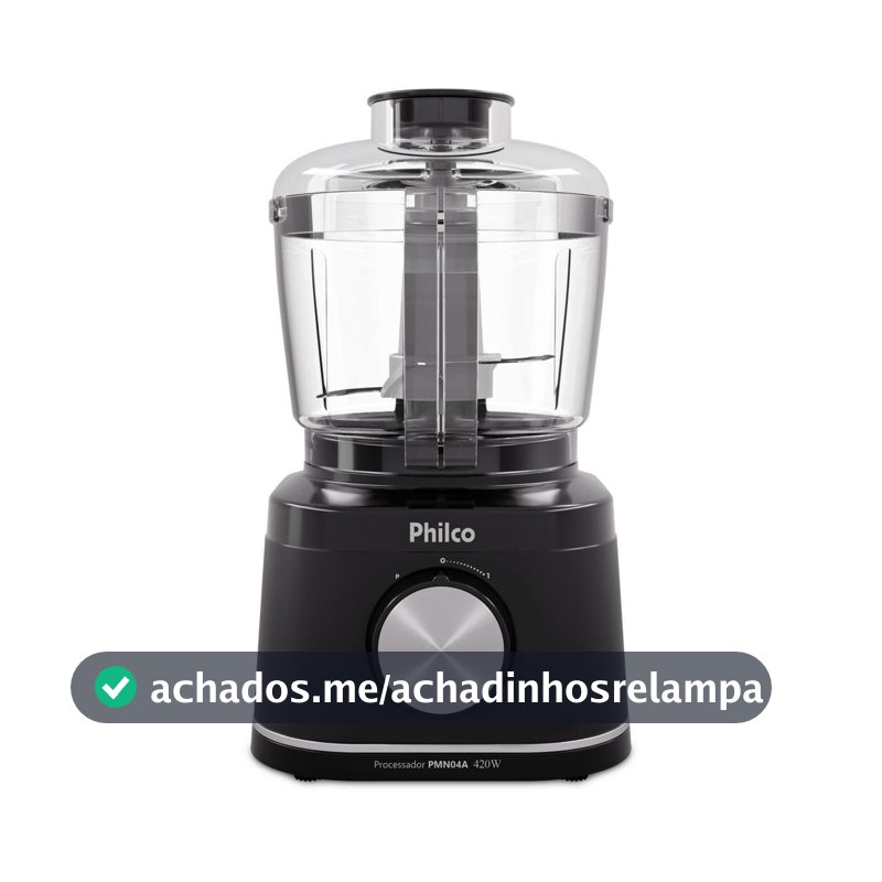 Processador de Alimentos Philco 420W com Jarra 500ml Função Pulsar e Trava de Segurança Preto PMN04A 127V