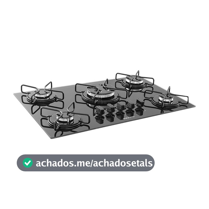 SUGGAR COOKTOP VIDRO PRETO 5 QUEIMADORES ESMALTADOS TRIPLA CHAMA CENTRAL FG5305AVP