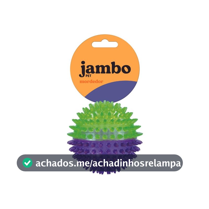 JAMBO PET Bola TPR Espinhos Com Apito Interno Flexível E Macio Reduz Estresse Tam Medio Duas Cores Roxo c/Verde Para Cães