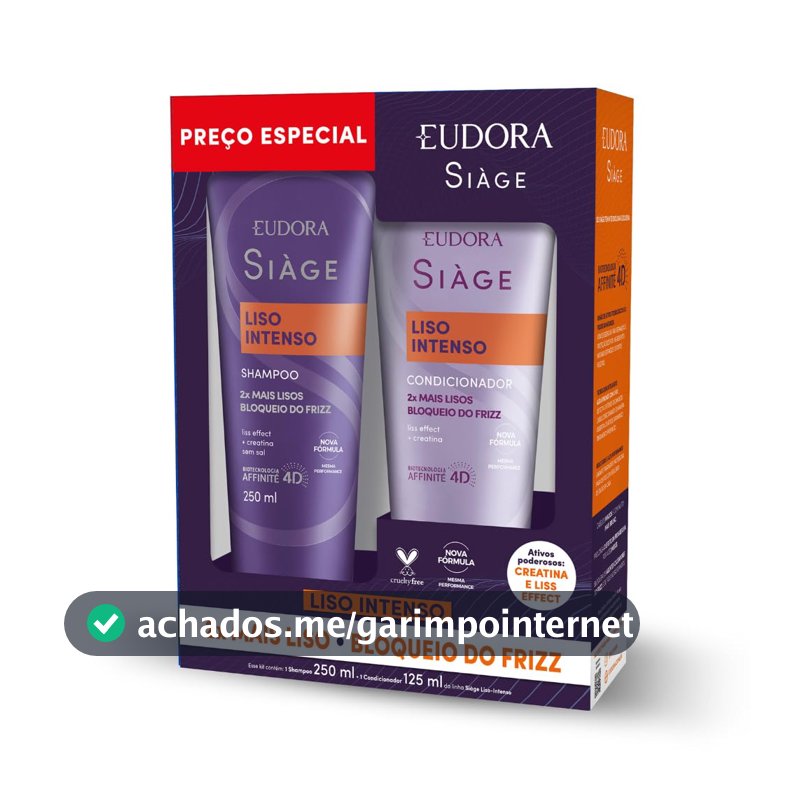 Eudora Siàge Promopack Liso Intenso Shampoo 250ml + Condicionador 125ml