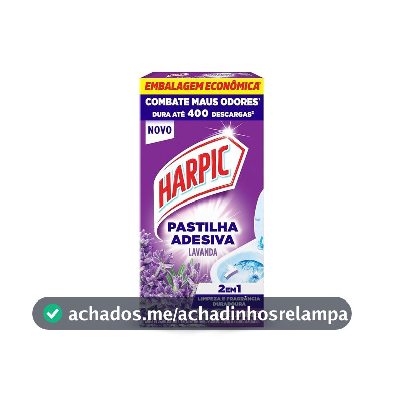 Harpic Pastilha Adesiva Power 2 em 1 Limpador e Aromatizador Sanitário Lavanda 3 unidades