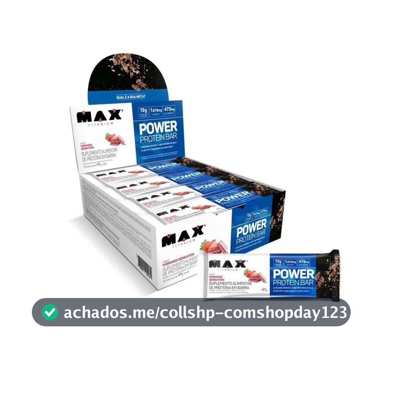 Max Titanium Power Protein Bar Caixa Com 12 Unidades (492G) - Morango