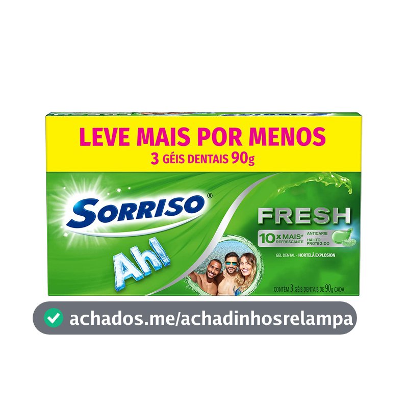 Sorriso Fresh Hortelã Explosion Creme Dental Refrescante, 3x90g