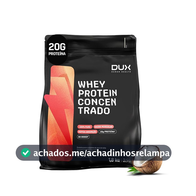 Whey Protein Concentrado Coco Refil 1.8kg – Contribui Para o Ganho Muscular Hipertrofia – Dux Human Health