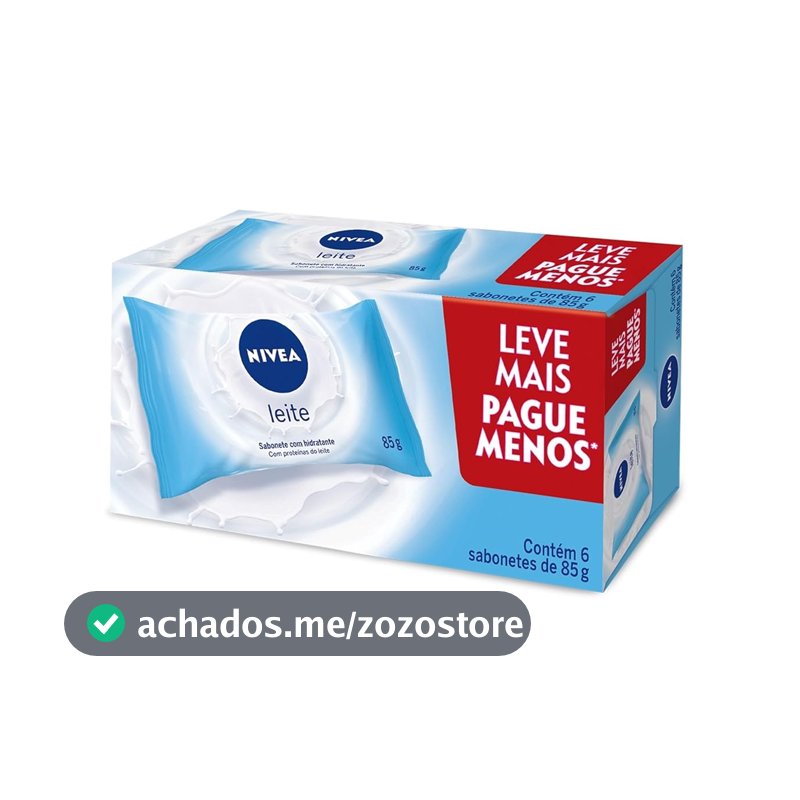 NIVEA Sabonete em Barra Hidratante Leite Promo 6 un. 85g - Com fragrância suave e espuma cremosa, esse sabonete limpa e mantém a pele hidratada após o banho