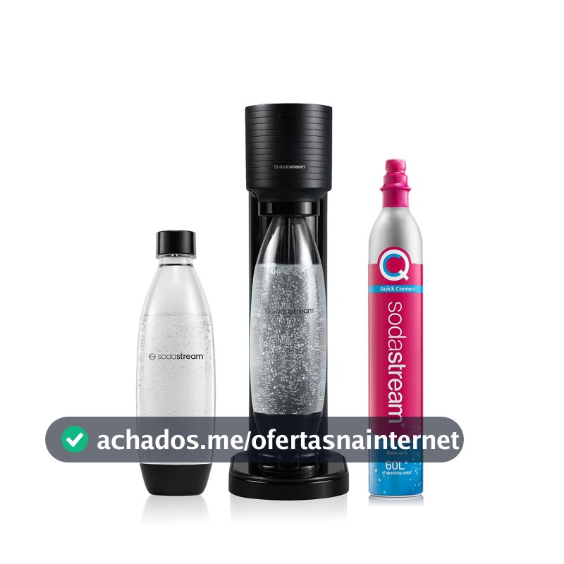 Máquina de Água com Gás Gaia Preta SodaStream com Cilindro