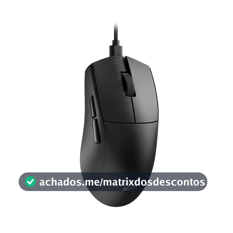 Mouse Gamer Redragon K1ng 1K Preto PAW3327 Cabo USB Tipo-C Removível 12400 DPI M724