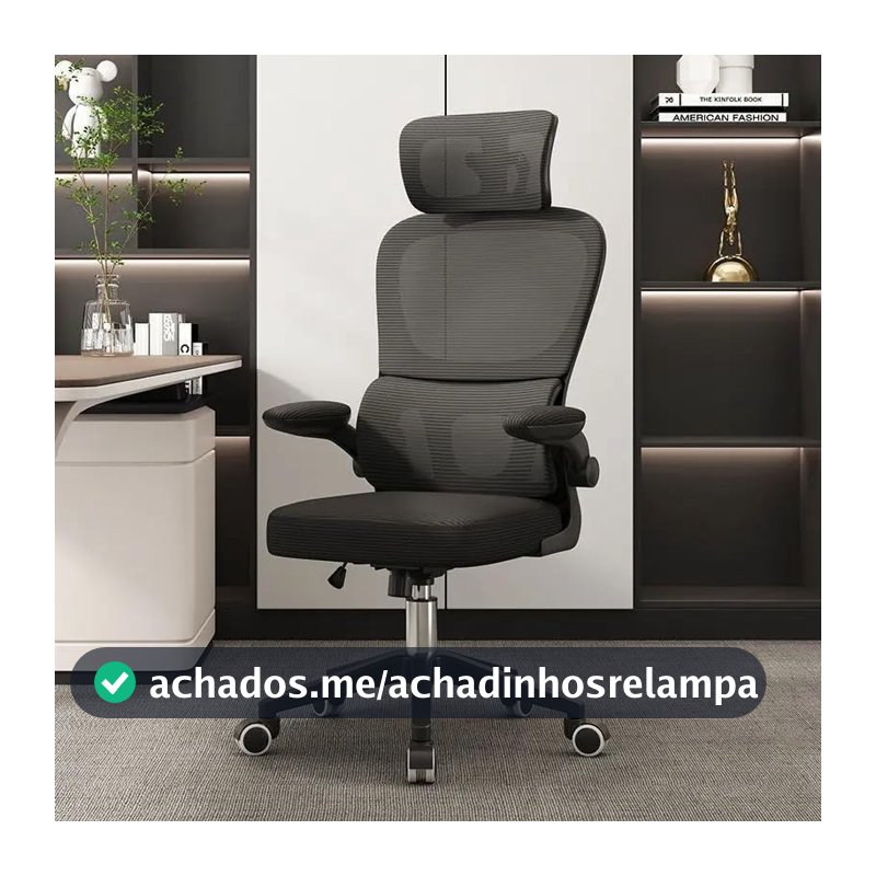 Cadeira de escritório com design ergonômico, suporte lombar, malha respirável e encosto de cabeça ajustável