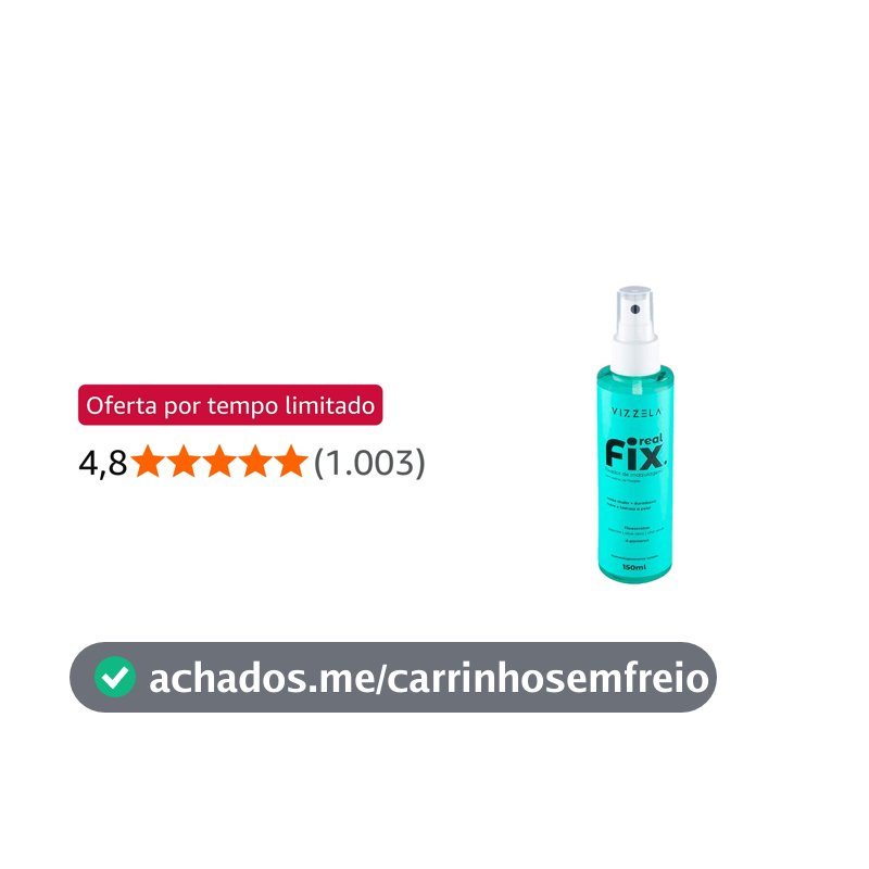 Fixador De Maquiagem Real Fix Spray Longa Duração Acabamento Natural Vegano Original 150ml Vizzela