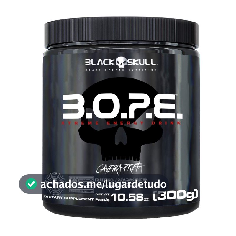 Suplemento Pré-Treino Black Skull, Sabor Frutas Vermelhas, 300g