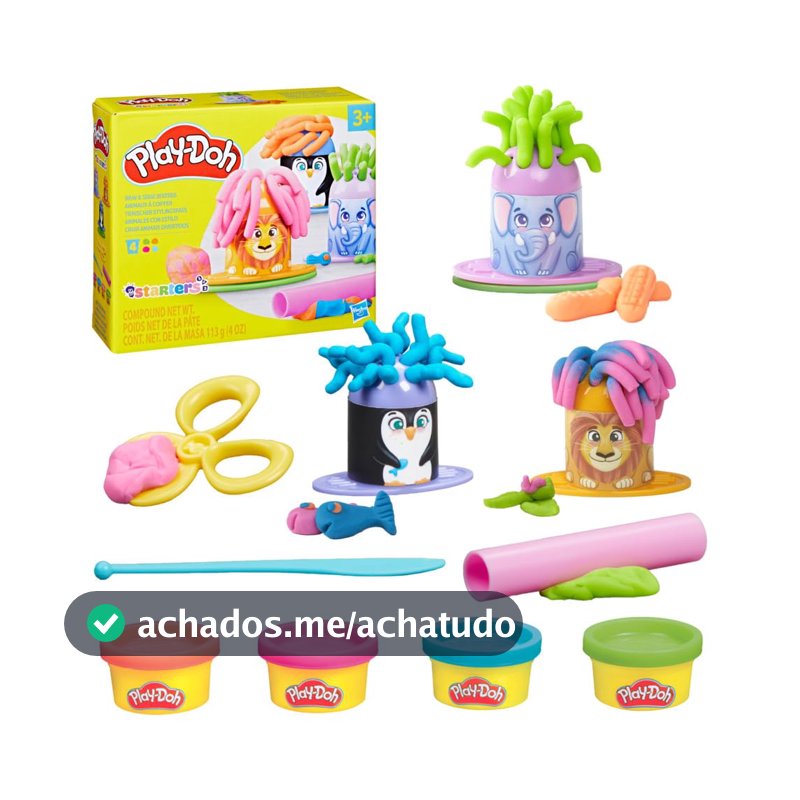 Play-Doh Conjunto de massinha Criar Animais Divertidos, kit com 4 potes