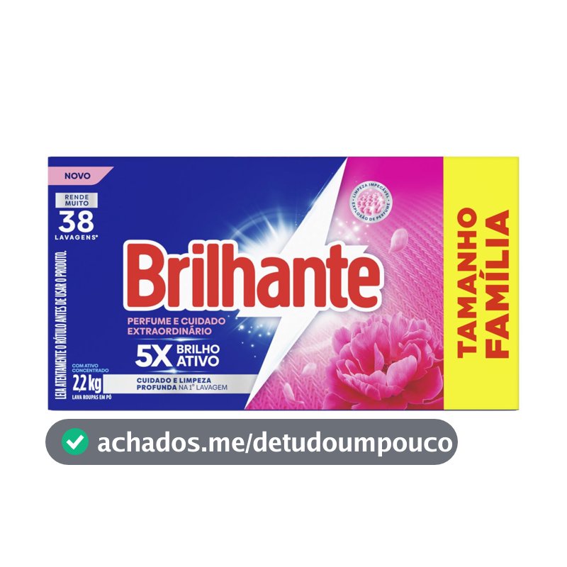 Brilhante Lava-Roupas em Pó Perfume e Cuidado Extraordinário 2,2kg