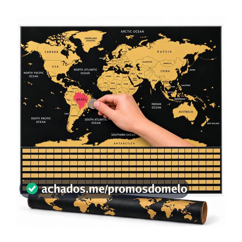 Mapa Mundi para Raspar I Decorativo de Viagem I 83,5x60cm I Three Brothers