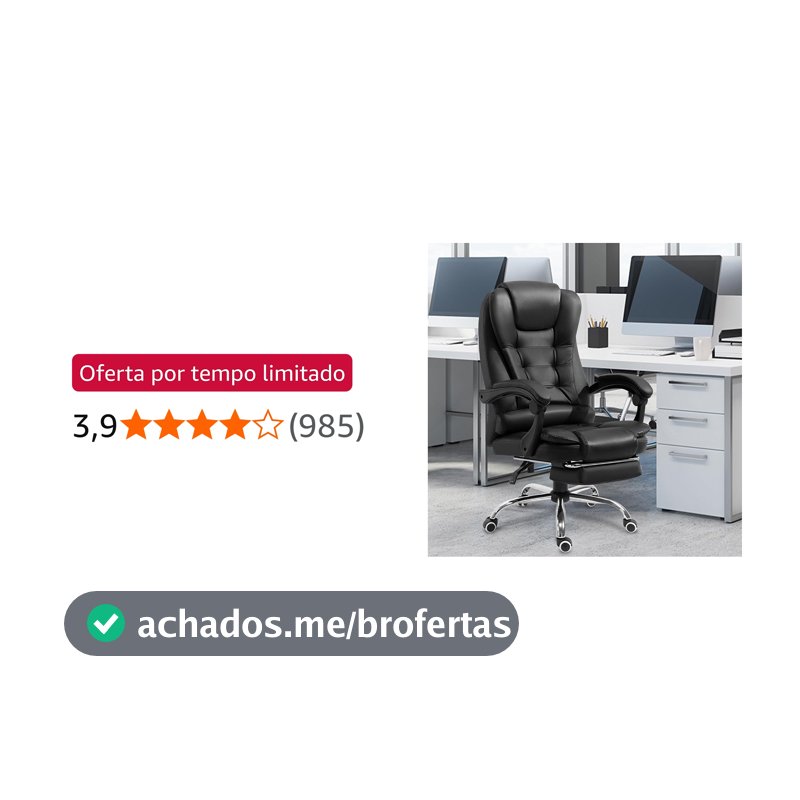 Cadeira De Escritório, Cadeira De Com Apoio Para Os Pés E Encosto Ajustável（Preto）