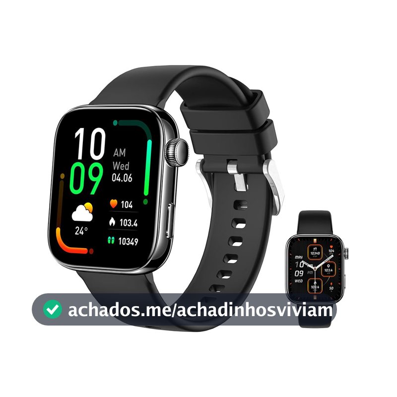 Relógio Smartwatch AMOLED 1,85" Bluetooth Saúde Esportivo Android iOS