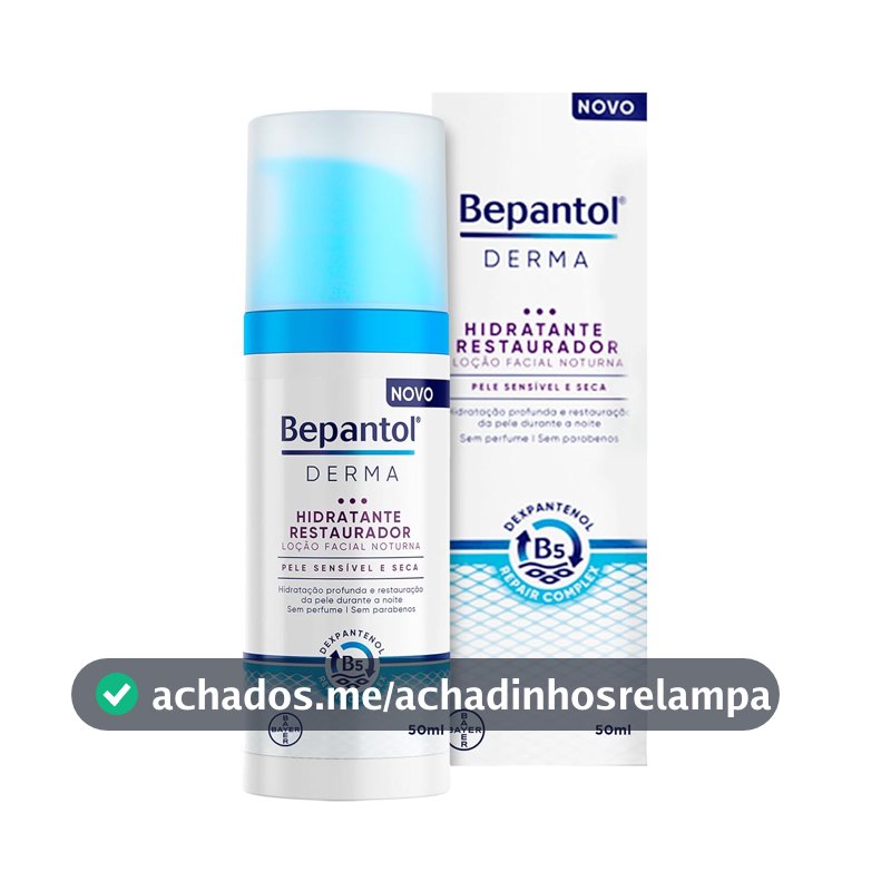 Bepantol Derma Hidratante Facial Noturno Restaurador, Pele Sensível, 50ml