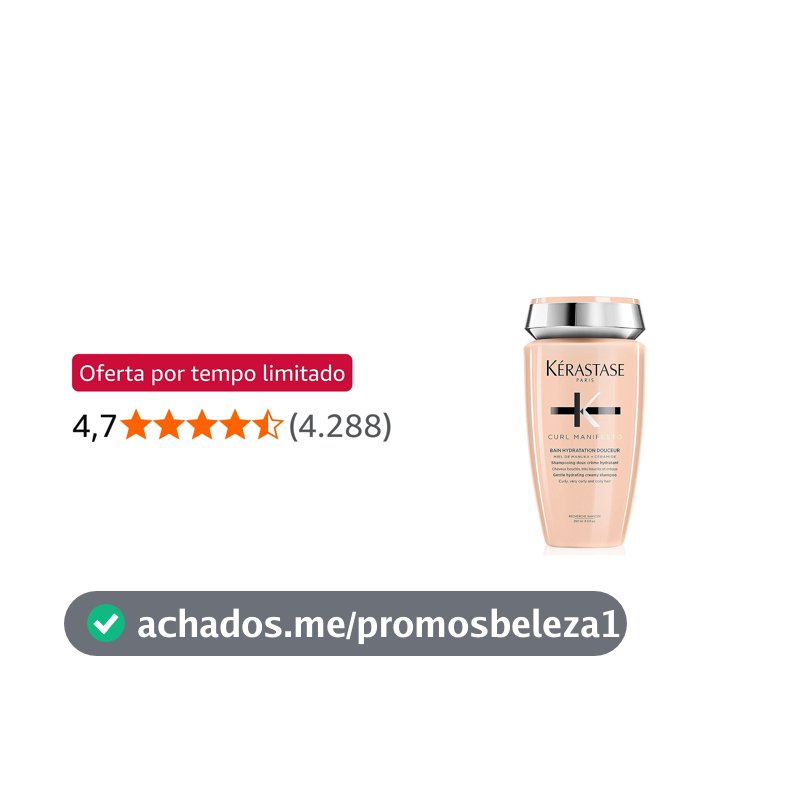 Kérastase Shampoo Curl Manifesto Bain Hydratation Douceur, Cabelos cacheados ou crespos, Definição de cachos, Mel de Manuka, Glicerina, Ceramidas, 250 ml