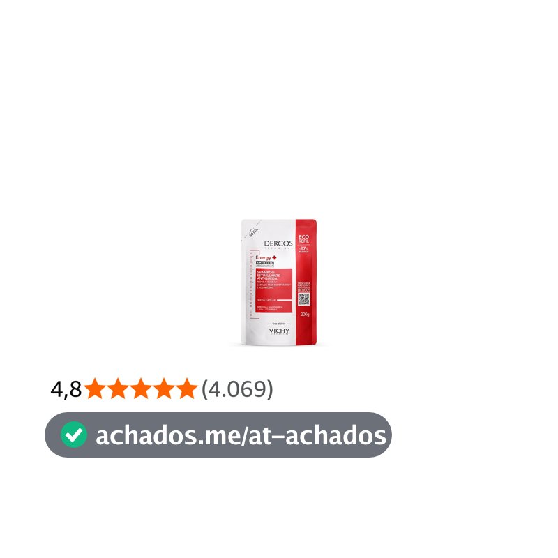 Vichy Dercos Energy+ Shampoo Antiqueda Estimulante Refil, 200g