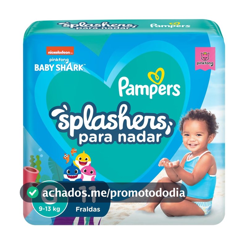 Fralda Pampers Splashers Para Nadar Baby Shark Tamanho G 11 Unidades