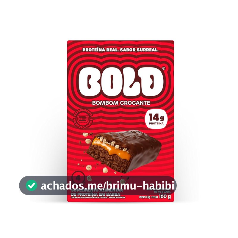 Bold Barra de Proteina Bombom Crocante 14g Kit com 4 Unidades