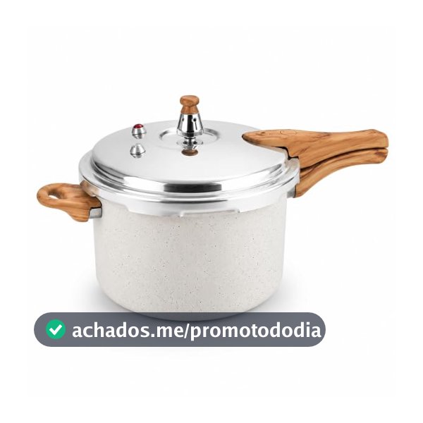Panela de Pressão Creme 4,2L Indução 4 Válvulas Cabo de Madeira