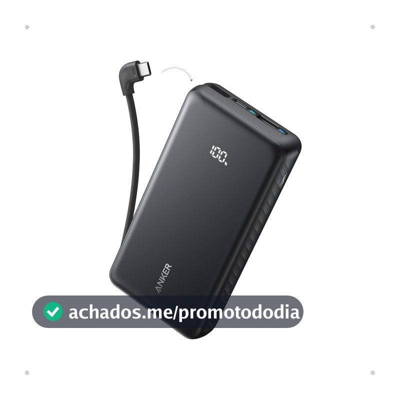 Anker Zolo Power Bank 20.000mAh, Carregador Portátil, Cabo USB-C Integrado