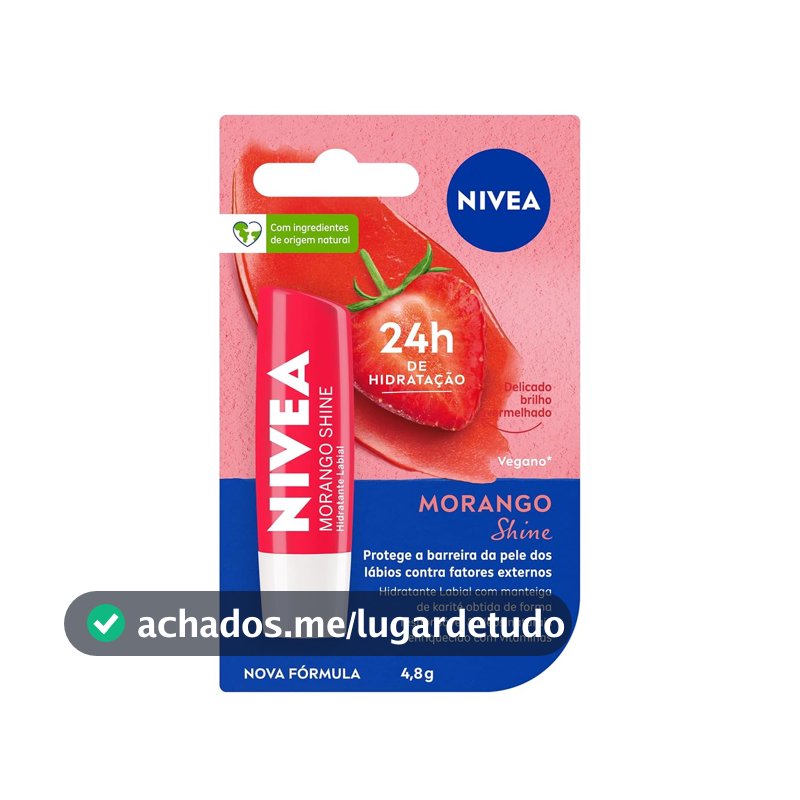 Hidratante Labial NIVEA Morango Shine, 4,8g