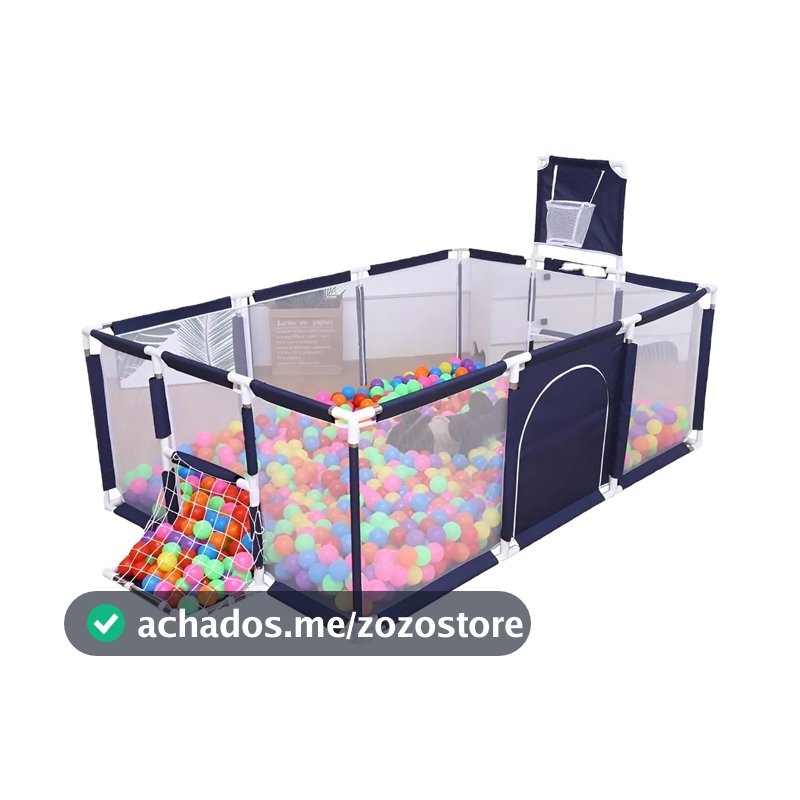 BEMMY Cercadinho Bebê Grande Chiqueirinho Cercado Infantil 30bolas,cerca para bebês com cesta de basquete e portão de futebol 182  122  64CM Tecido Oxford